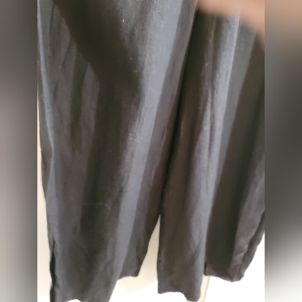 Boston Proper Long-Sleeve Linen Wide-Leg Utility Jumpsuit Small Black - Picture 9 of 13